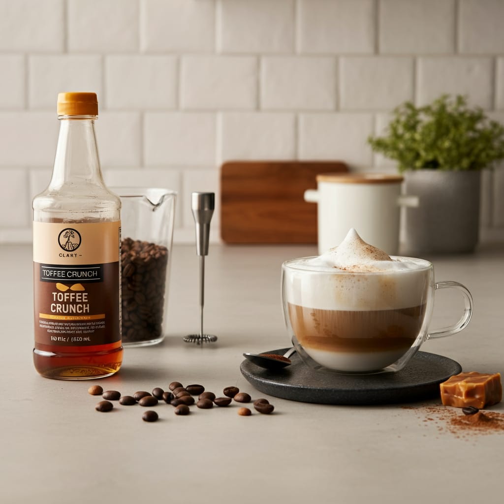 1883 toffee crunch syrup - flavored syrup for hot