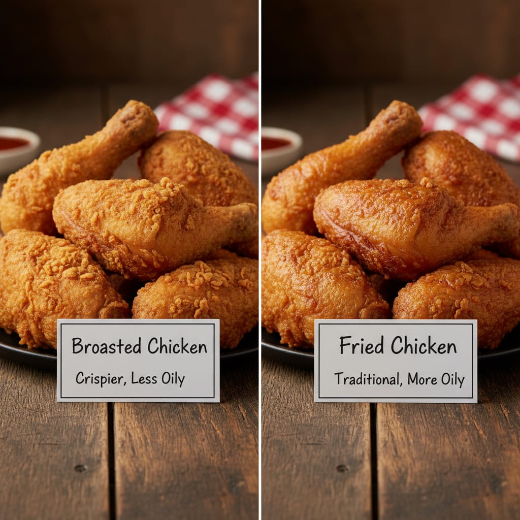 Broasted vs Fried Chicken: A side-by-side comparison.