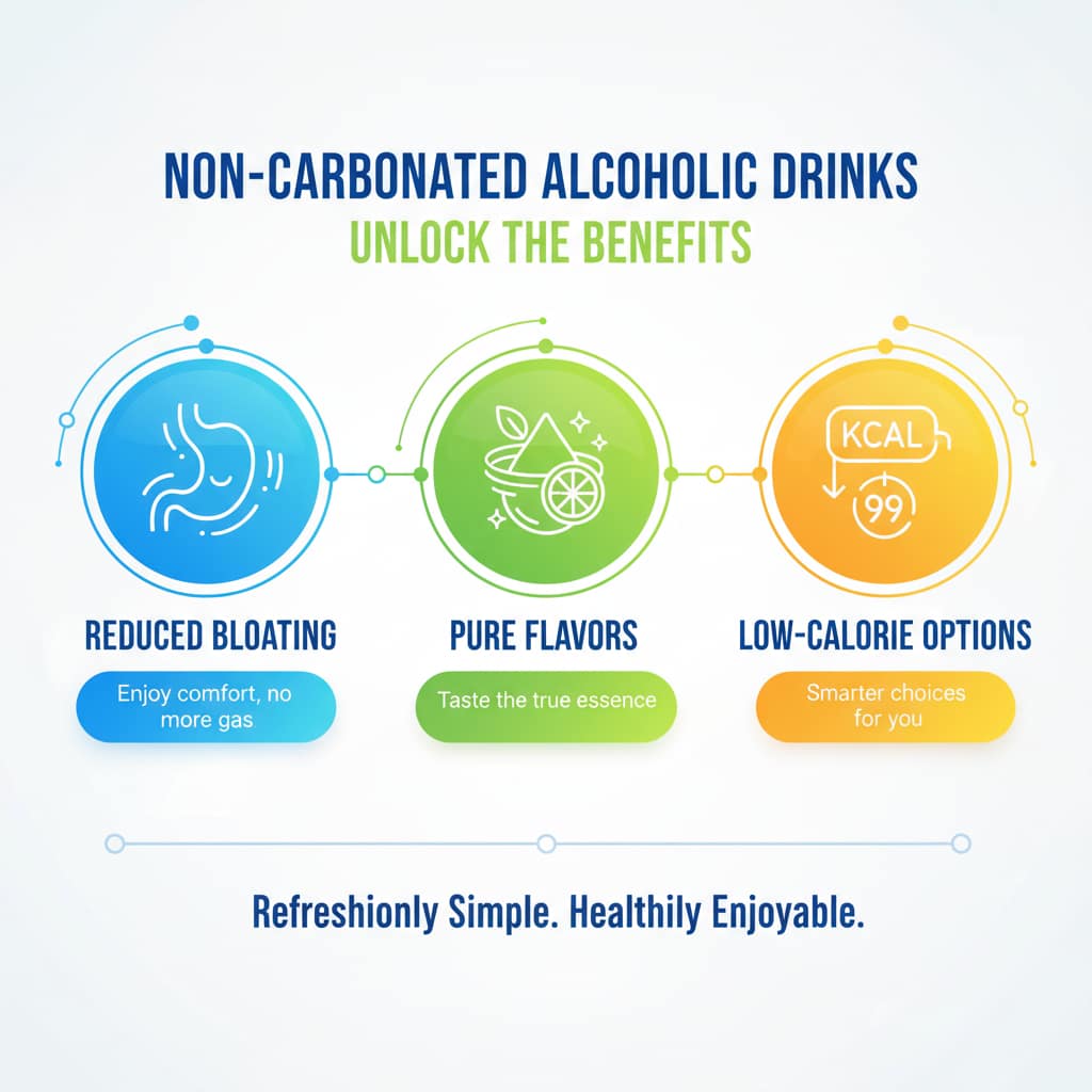 Benefits of Non-Carbonated Drinks: Highlights the advantages like reduced bloating, pure flavors, and low-calorie options.